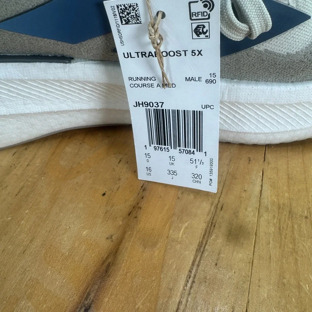 Adidas Ultraboost 5X Men's Size 16 Running Shoes Light Cream Blue Grey NEW